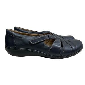 Clarks Ashland Norway Fisherman‎ Shoe Leather Cushioned Insoles Women Navy 10 M